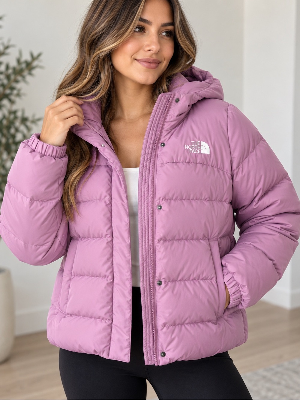 Women’s North Face lilac puffer jacket size medium